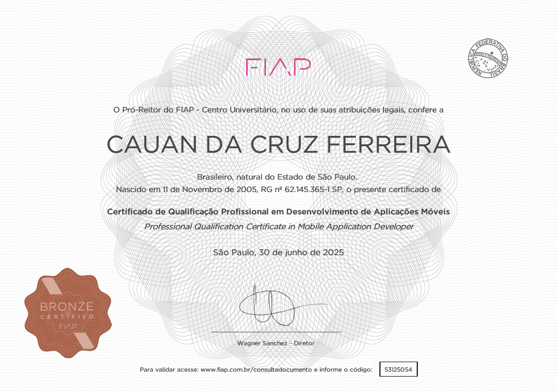 Certificado de Qualificação Profissional em Desenvolvimento de Aplicações Móveis